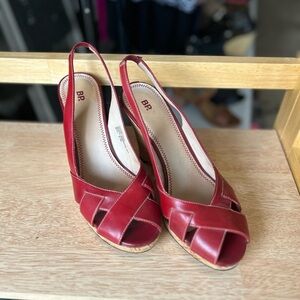 BP. Belize Red Leather Women’s Size 9.5  Wedges